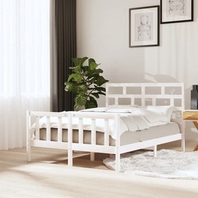 3101344 vidaXL Cadru de pat, alb, 120x200 cm, lemn masiv de pin