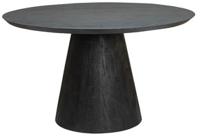 Masa de dining rotunda Premana din lemn de mango neagra 130 cm