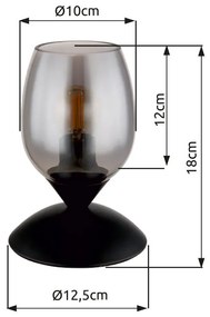 Veioza/Lampa de masa design decorativ KUWAITA negru/fumuriu