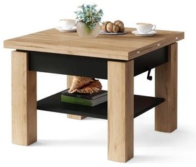 Masă extensibilă CALEB, blat ridicabil, stejar craft/negru