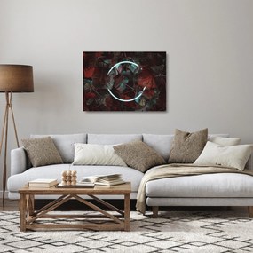 Tablou pe sticlă - Cerc de neon între palmieri (70x50 cm)