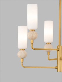 Candelabru cu 6 brate, Metal, Auriu, Travertin, Sticla, FILOMENA