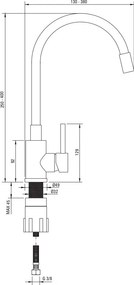 Luno Baterie chiuveta bucatarie finisaj negru - flexibila BOC_N72M