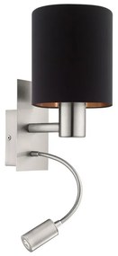Aplica de perete cu reader LED, design modern PASTERI negru, cupru 96483 EL