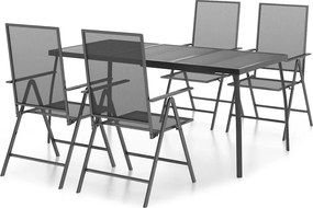 vidaXL Set de masă pentru grădină, 5 piese, antracit, oțel