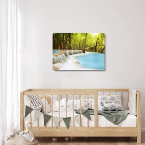 Tablou pe sticlă cu cascada Huai Mae Kamin în pădure (70x50 cm)