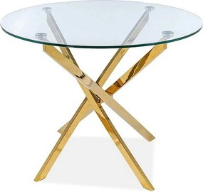 Masa AGIS, transparent/auriu, sticla securizata/metal, 90x90x75 cm