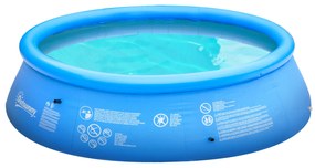 Outsunny Piscină Gonflabilă cu 3 Straturi pentru 3-4 Persoane, cu Supapă de Scurgere și Pompă Manuală Inclusă, Φ274x76 cm, Albastru | Aosom Romania