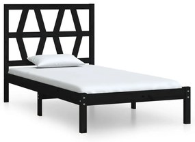 Cadru de pat Single 3FT, negru, 90x190 cm, lemn masiv de pin Negru, 90 x 190 cm