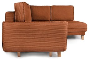 Colțar portocaliu extensibil cu tapițerie din catifea reiată Tori – Bonami Selection