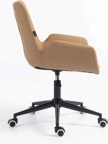 HR240K Scaun Carmel Piele Ecologica Premium Soft cu Bază Neagră