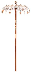 vidaXL Parasol Balinez Altele Crem x 260 cm Bumbac și lemn masiv