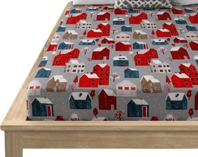 Cearsaf din microfibra WINTER COTTAGE gri 180x200 cm