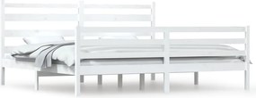 vidaXL Cadru de pat, 200x200 cm, lemn masiv de pin, alb