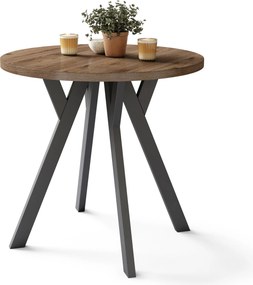 Mazzoni ALMO 80 Nuc Elegant/picioare negre - MASĂ ROTUNDĂ CU PICIOARE Y LOFT/INDUSTRIAL PENTRU BUCĂTĂRIE LIVING SAU SUFRAGERIE