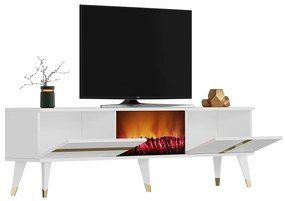 Masă TV/Dulap cu șemineu Vekika 3 (alb + auriu) . 1095529