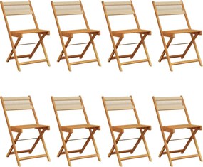 vidaXL Scaune de grădină pliabile, 8 buc., bej, lemn masiv acacia
