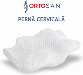 Perna cervicala ortopedica CERVI-SAN Memory Plus, doua inaltimi si suport brate, husa Tencel