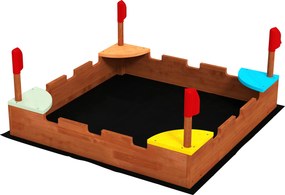 AIYAPLAY Lădiță Nisip Castel Copii Scaune 90x90x17 Maro | Aosom Romania