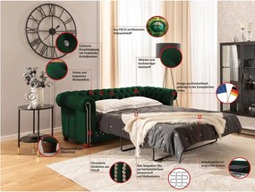 Canapea verde extensibilă cu tapițerie din catifea 203 cm York Blik – Ropez