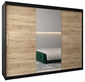 Dulap de haine 250 cm Toki 1 (negru mat + stejar sonoma). 1064950