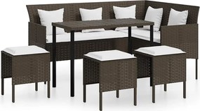 vidaXL Set canapele de grădină forma L cu perne 5 piese maro poliratan