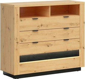 Comoda OSTIA, stejar artisan/negru, PAL, 117x42x101 cm