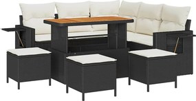 vidaXL Set de canapele pentru grădină cu pernă 9 pcs Negru poliratan