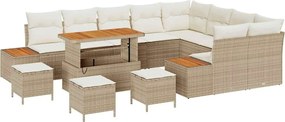 vidaXL Set de canapele pentru grădină cu pernă 13 pcs Bej Rattan poli
