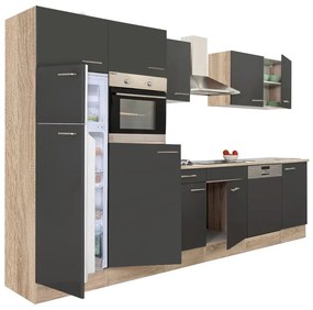 Mobilă de bucătărie Yorki 340, corp din stejar sonoma, cu față antracit satinat