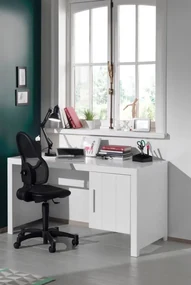 Set Mobilier Cameră Copii ERIK: Pat 90x200 cm, Dulap 3 Uși, Birou, Bibliotecă și Noptieră, Alb – Vipack