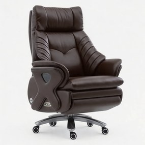 Prestige Executive AeroComfort P212 – Scaun Executiv Premium din Piele Naturală, Reclinabil Electric, Încălzire, Ventilație și Masaj Airbag, Suport pentru Picioare, 150 kg, Maro