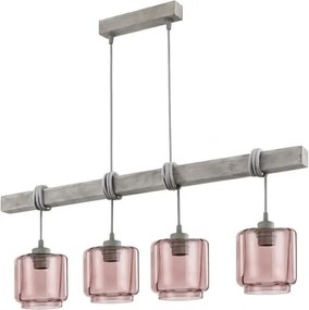 BRILAGI - Lustru suspendat pe cablu WOOD GLASS 4xE27/60W/230V pin/gri/bej fumuriu