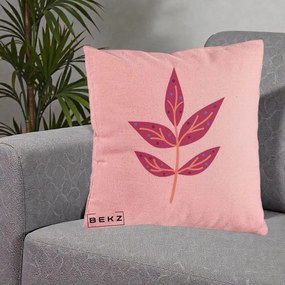 Perna Decorativa Ramura Botanica Mov, 40x40 cm, Roz, Husa Detasabila, Perna Inclusa, BEKZ®