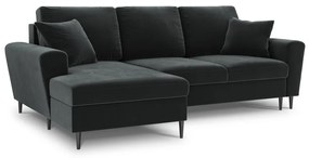 Coltar extensibil Kyoto 4 locuri catifea picioare negre