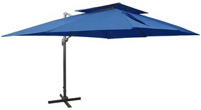 Umbrela suspendata, acoperis dublu, albastru azuriu, 400x300 cm