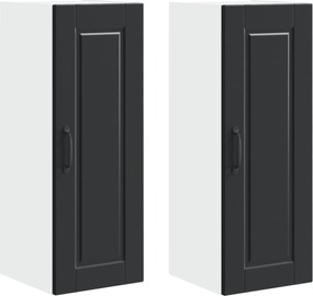 vidaXL Dulap de bucătărie 2 pcs Negru 30 x 31 x 80 cm Lemn compozit