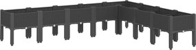 vidaXL Jardinieră de grădină cu picioare, negru, 200x160x42 cm, PP
