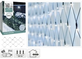 Instalație luminoasă pentru exterior, 200x100cm, 160 LED-uri, alb rece, IP44, 2 m