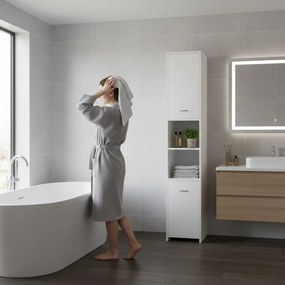 Dulap înalt de baie SILKE, 180×30×30cm, alb Casaria