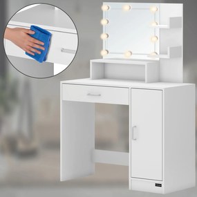 Deuba Masuta de toaleta Jocelyn cu iluminare LED 90x38x137 cm - alba