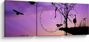 Tablou - Siluetele animalelor (cu ceas) (90x30 cm)