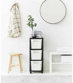 Etajeră pe roți albă/neagră din plastic 30x77 cm Brisen - Rotho