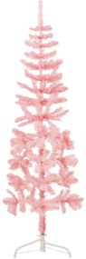 Jumatate brad de Craciun subtire cu suport, roz, 150 cm 1, Roz, 150 cm
