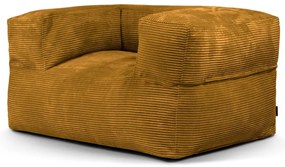 Fotoliu bean bag galben muștar cu tapițerie din catifea reiată MooG – SLOWDOWN