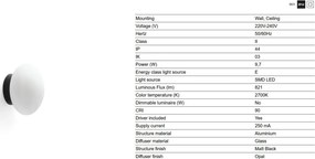 Aplica LED pentru baie IP44 NUBO D-15cm negru, alb