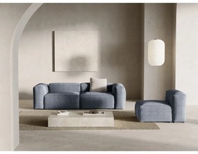 Canapea albastru prăfuit cu tapițerie din catifea reiată 264 cm Bergamo – Cosmopolitan Design