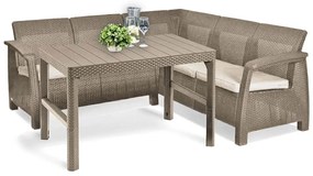 Canapea de colț relaxantă Corfu cu masă Lyon cappuccino