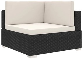 vidaXL Scaun modular de colț, 1 buc., negru, poliratan, cu perne