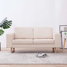 vidaXL Canapea cu 2 locuri, crem, material textil